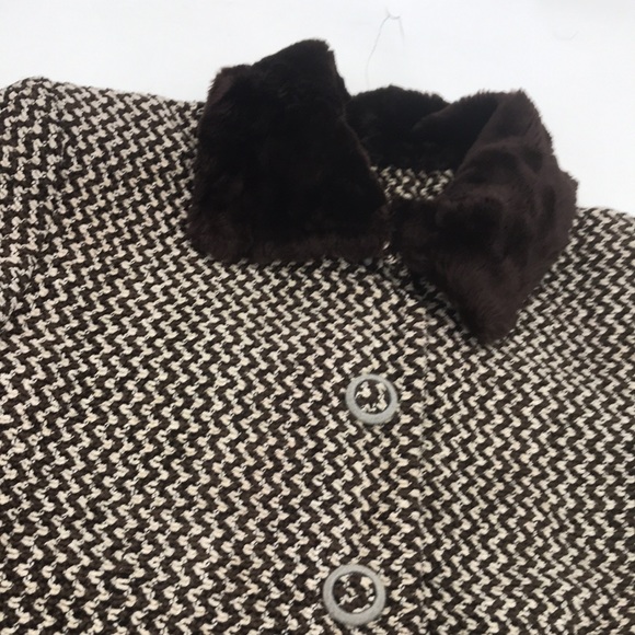 Vintage 90’s Luisa Spagnoli Boucle Knit Faux Fur Structured Blazer Jacket - Picture 9 of 16